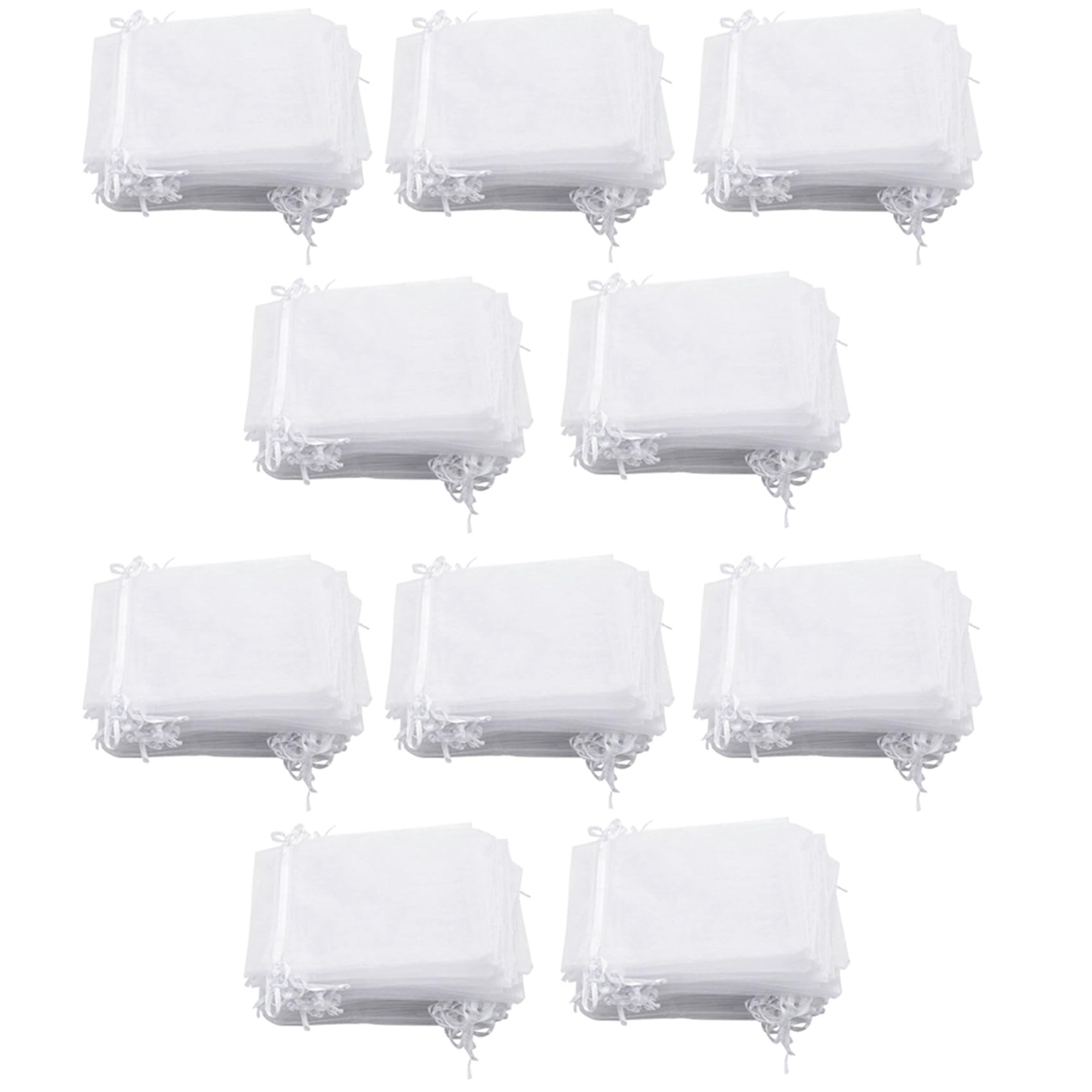 Sachets organza blanc 10x15 cm par lot de 500 pièces avec cordon pour cadeaux