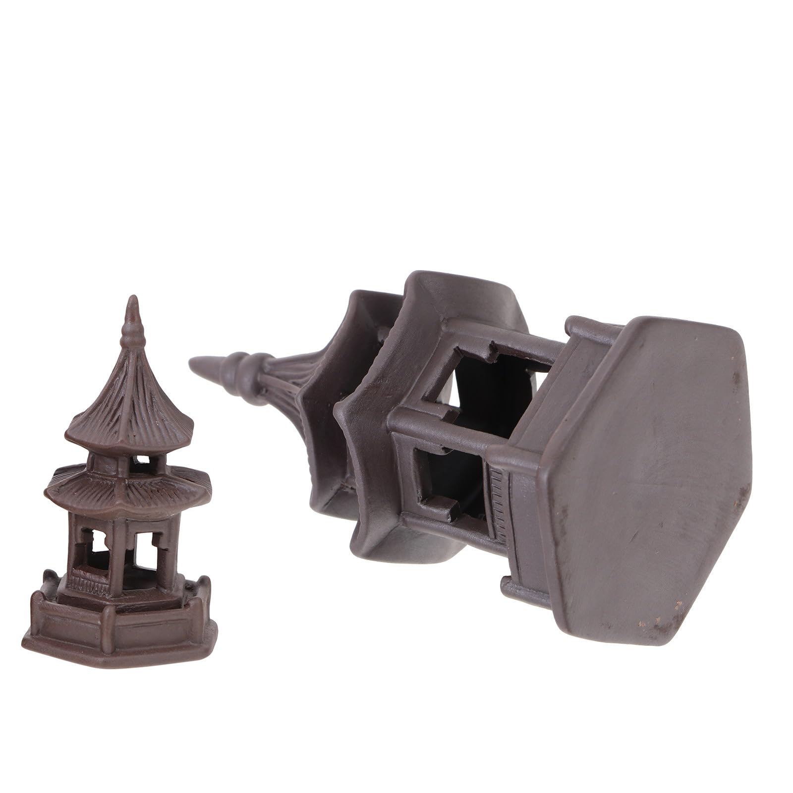 2 szt. Chińska pagoda pawilon rzemiosło ceramiczne sześciokątne miniaturowe ozdoby pawilonu na chińskie dekoracje stolik do herbaty wystrój domu