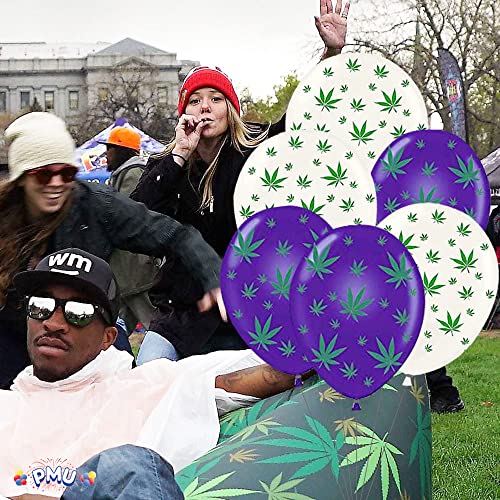 PMU Marijuana Balloons PartyTex 11 Inch Premium White and Purple with All-Over Print Green Marijuana Leaves Pkg/25 5 PMU Marijuana Balloons PartyTex 11 Inch Premium White and Purple with All-Over Print Green Marijuana Leaves Pkg/25 - Image 6