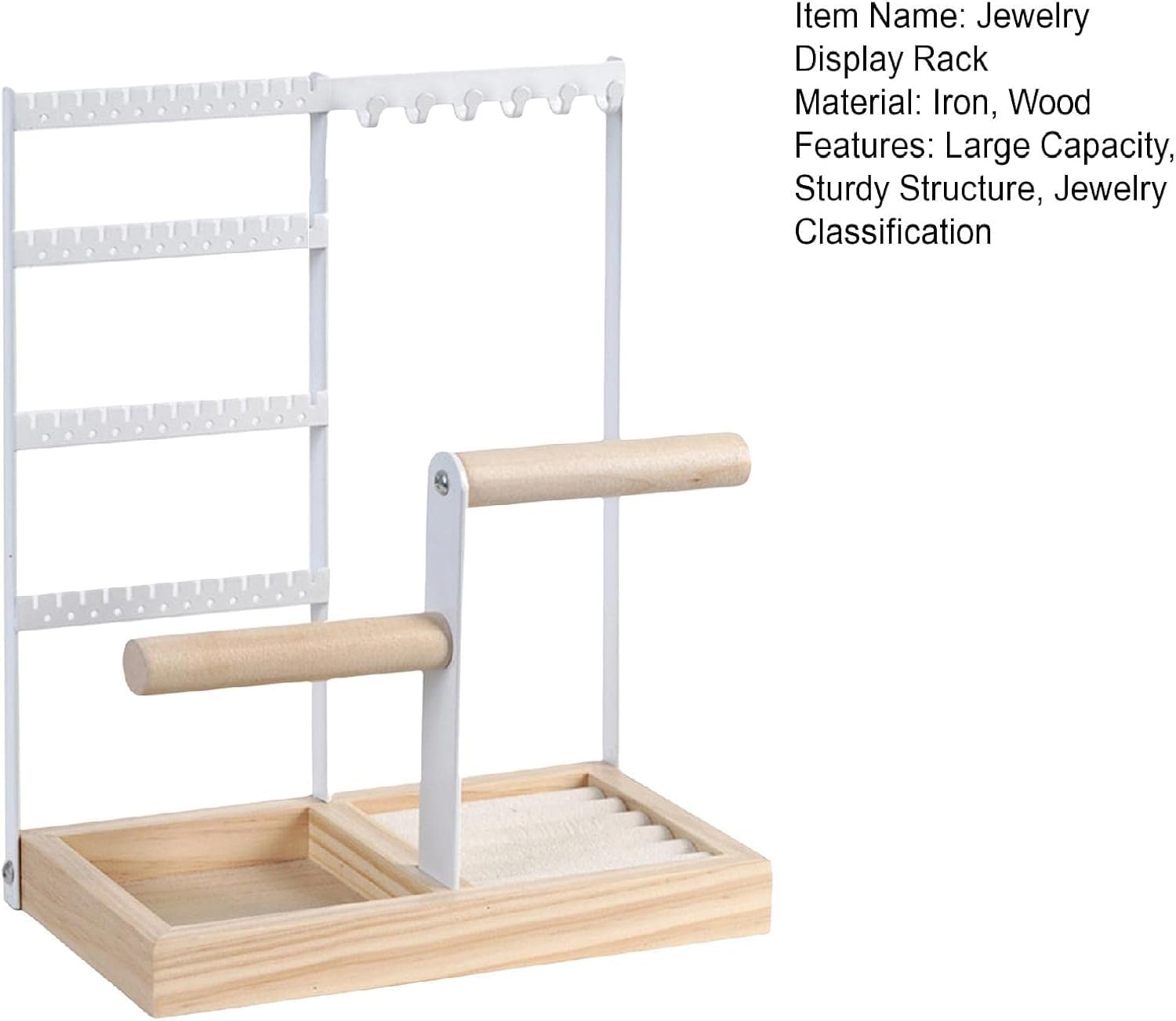 Organizador De Pendientes Y Joyero Blanco De Varios Niveles: Expositor De Madera para Pendientes, Collares, Pulseras, Anillos Y Relojes: Una Solución De Almacenamiento Elegante. White