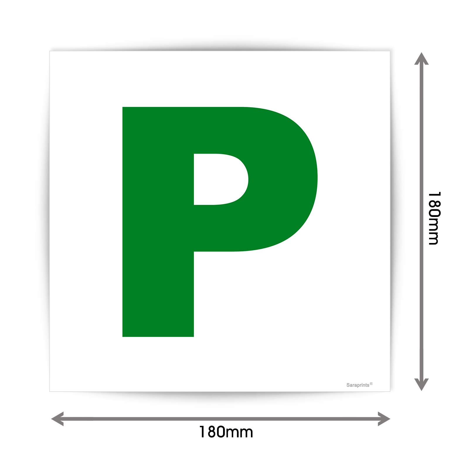 Pack of 2 P Plates Stickers Self Adhesive (180 x 180 mm) P Sign for New Driver Waterproof P Sticker for New Driver Pass Plates for Car Sara Prints® — view 3