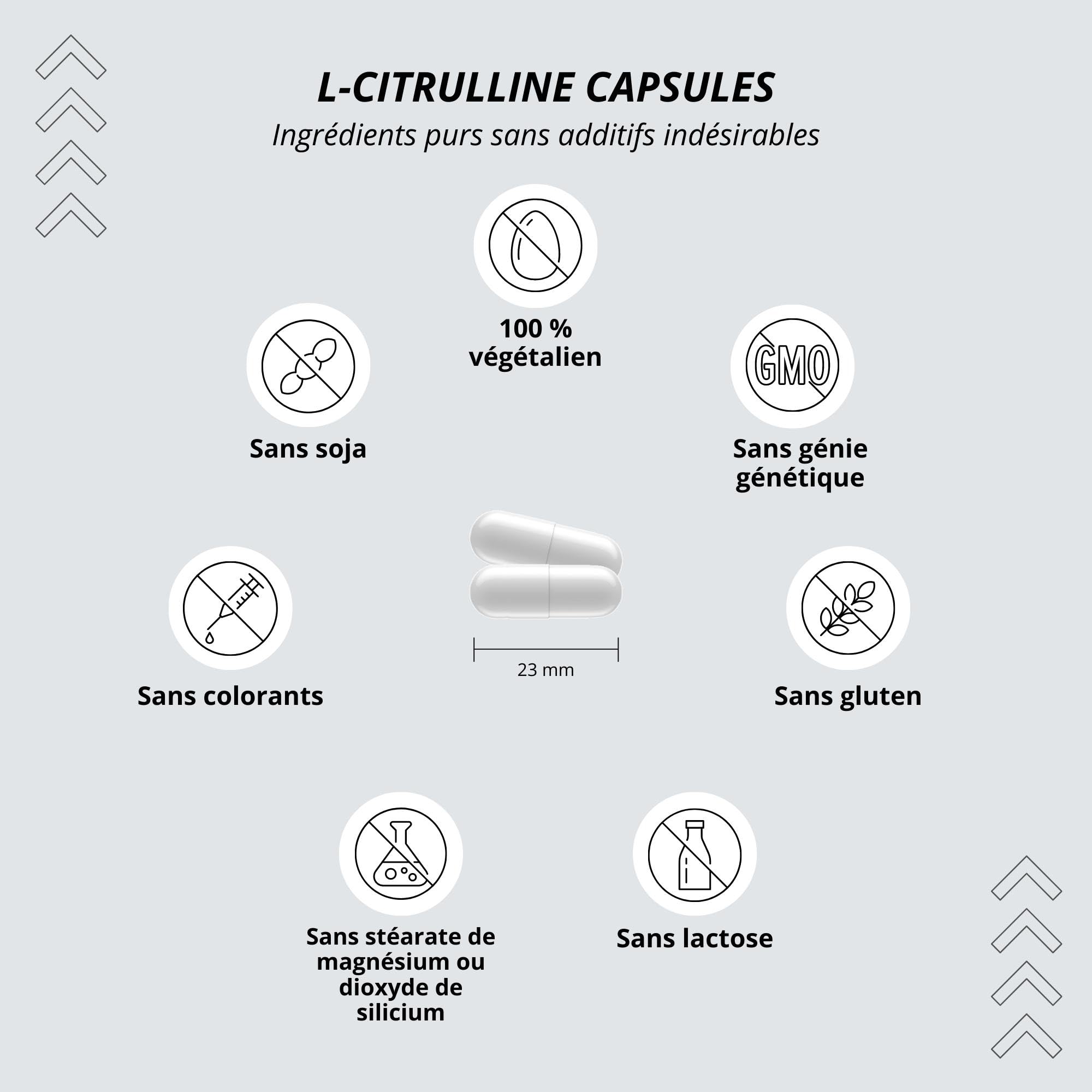 Nutri + Citrulline gelule 6000-360 Capsules vegan + hautement dosé - L-Citrulline malate gelules DL 2.1 végétalien - Qualité Premium sans additifs