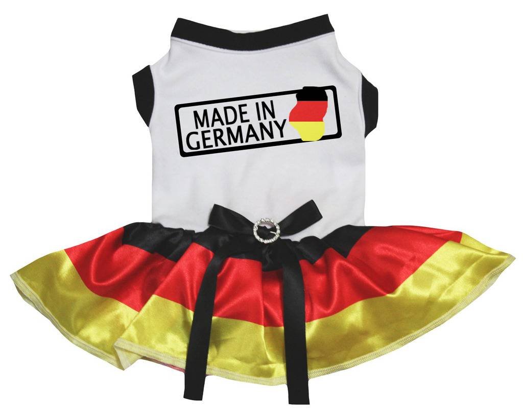 Tutu de coton blanc pour chiot avec haut rouge fabriqué en Allemagne