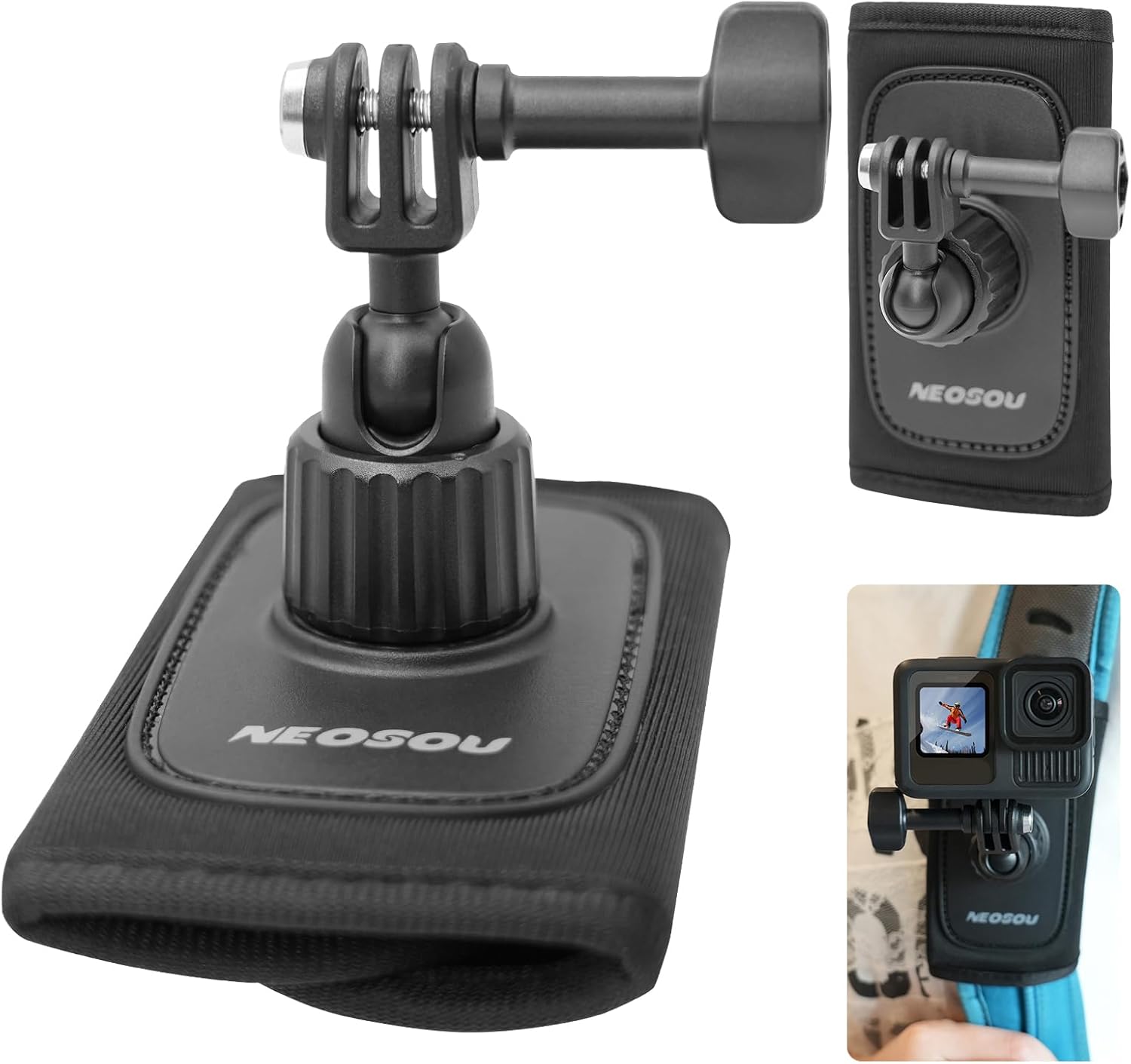 Backpack Strap Mount for GoPro, Shoulder Belt Bag Holder Chest Head Neck View POV Accessories Compatible with DJI Osmo A