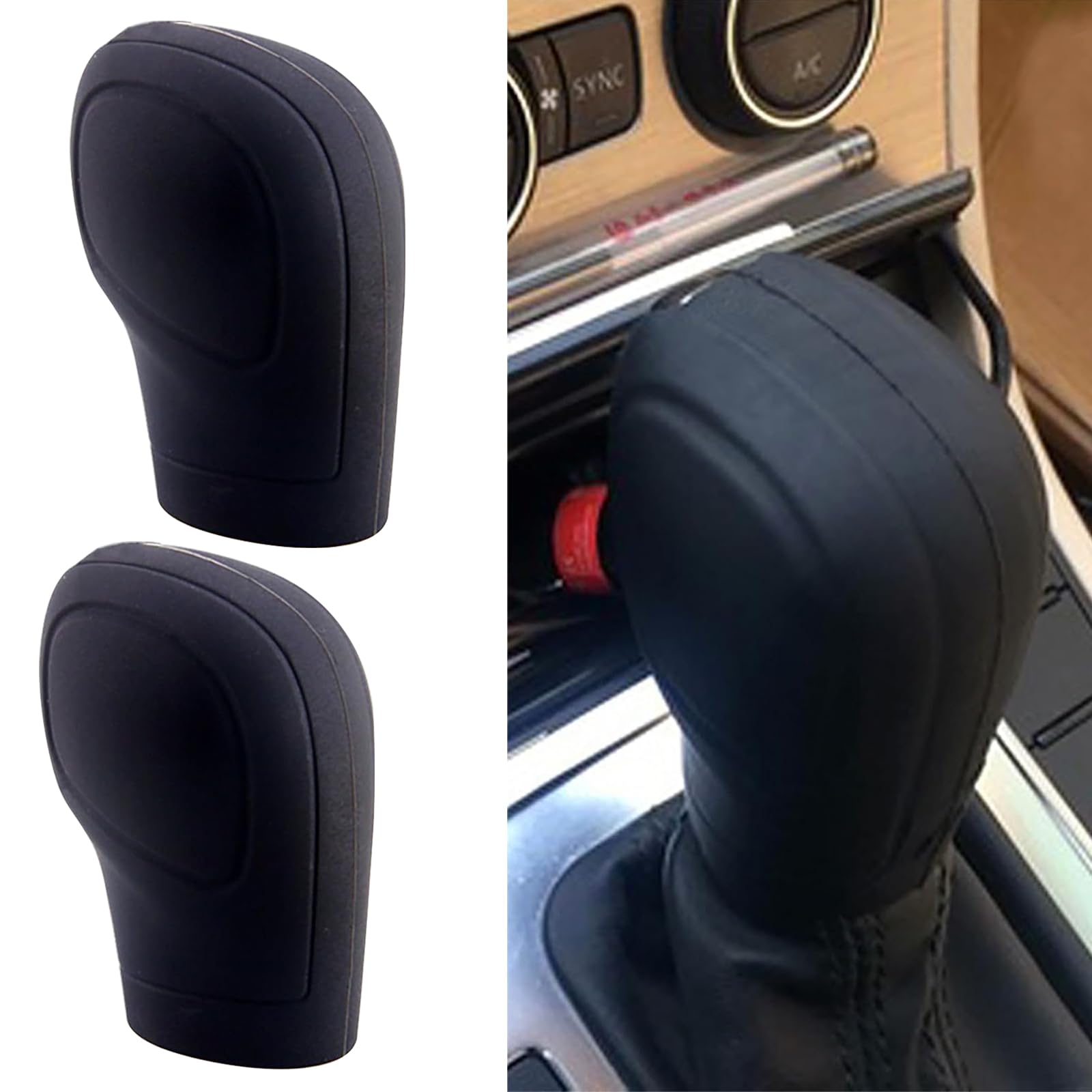 2 Pack Silicone Car Shift Covers, Gear Lever Protectors, Automobile Interior Decoration Replacements, Universal for Most Cars, SUVs and Vans (Black #Opening Type)