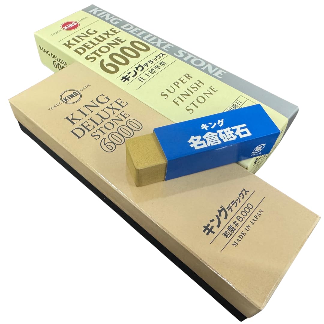 [Nagura Whetstone Included] King Deluxe No.6000 (For Final Superfinish) With Removable Base 8.1 x 2.6 x 0.8 inches (207 x 66 x 20 mm), Grit Size: #6000 : DIY, Tools & Garden