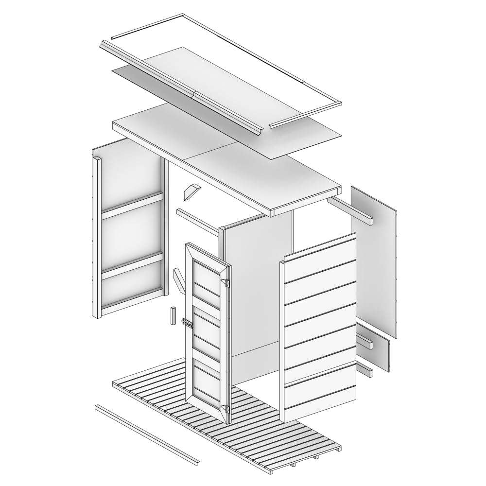 Legnaia da esterno - 75 x 217 x H159 cm - Legnaia moderna con deposito laterale per attrezzi 1,09 m² + 0.53 m² - Casetta per attrezzi e legna - TIMBELA M981