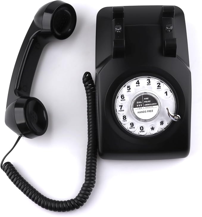 Teléfono Retro De Línea Fija Con Cable Color Negro miniatura 3