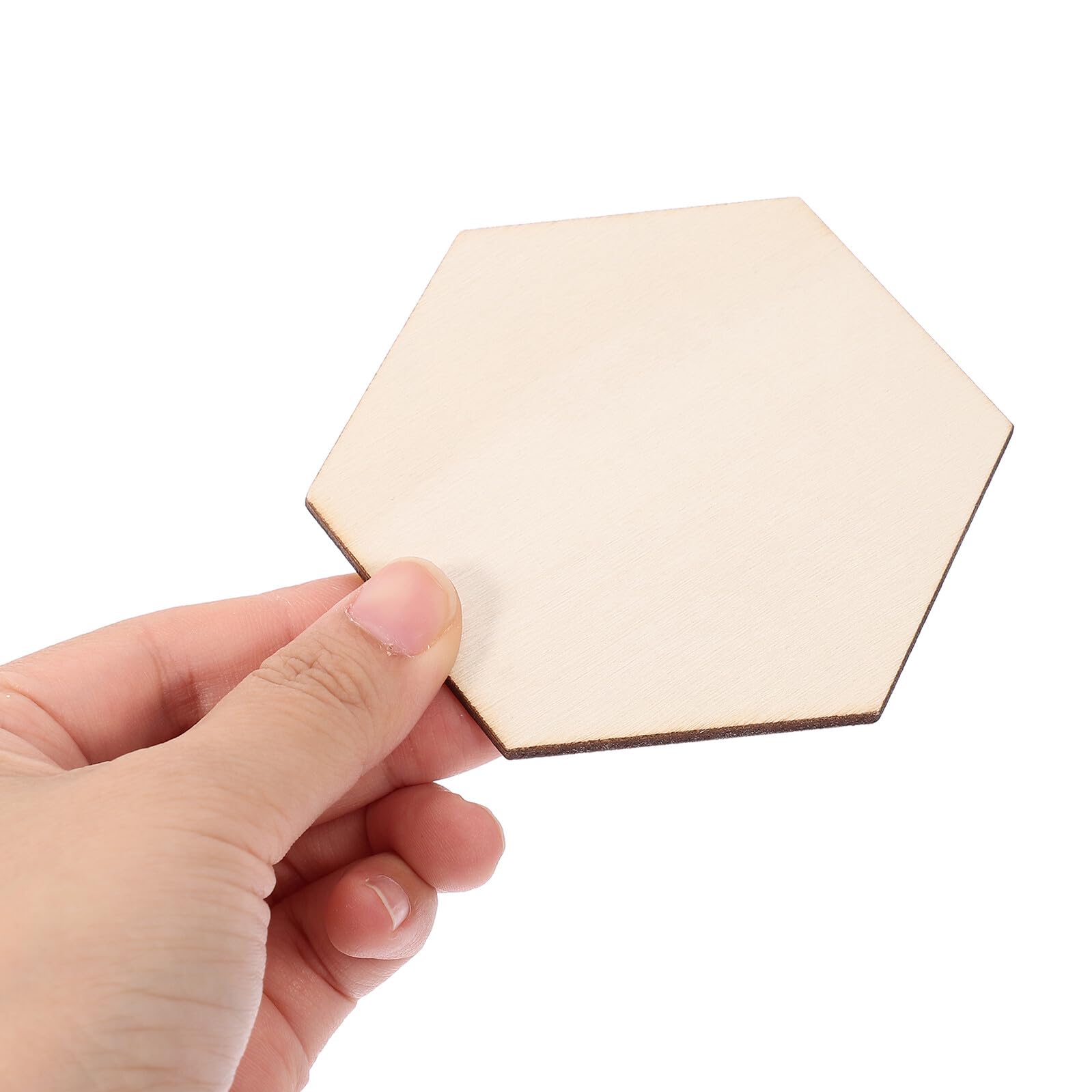 ifundom 100 Pezzi Esagonali in Legno Non Finito Beige per Progetti Fai da Te e Decorazioni Artistiche, Dischi a Forma di Esagono per Artigianato e Pittura Creativa