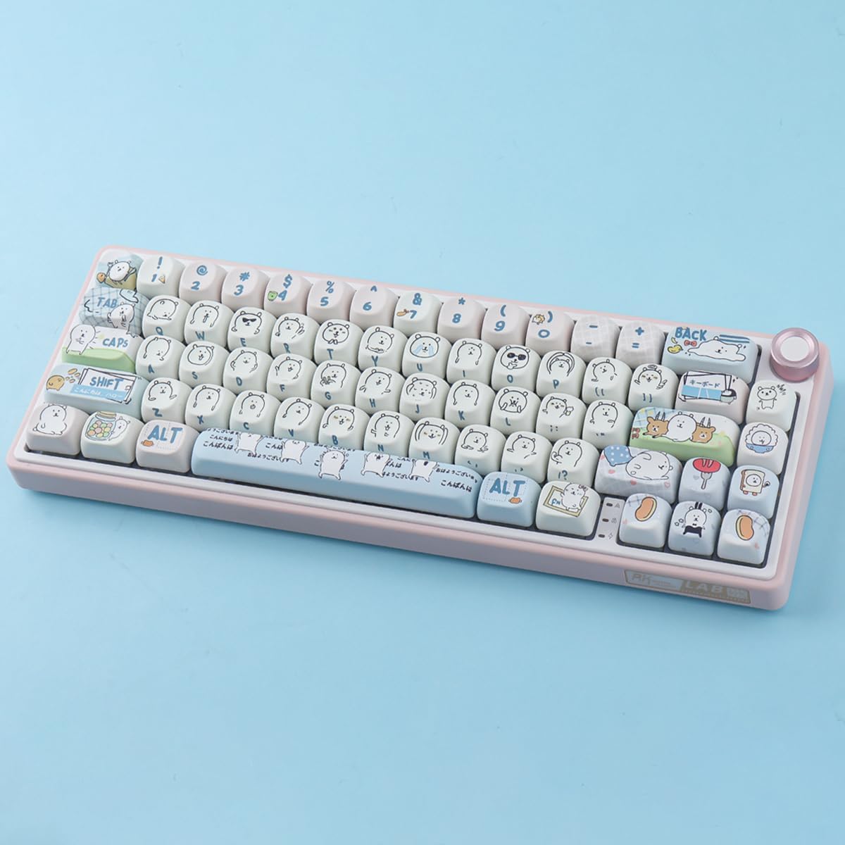Hyekit PBT Keycaps MOA Profile MOGUMOGU Joke Bear Cute Keycaps 147 Keys Dye-Sublimation Japanese Cartoon Kawaii Keycap Set for Cherry MX Magnetic Switches Mechanical Keyboard