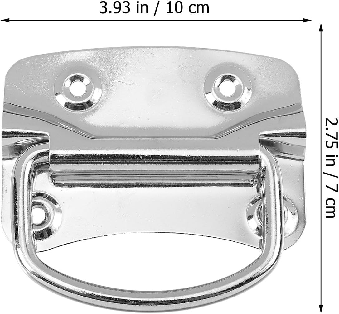 NOLITOY 2pcs Folding Stainless Steel Toolbox Handles Movable Pull Knobs for Flight Case Cabinet Drawer Storage Box Hardware Accessories