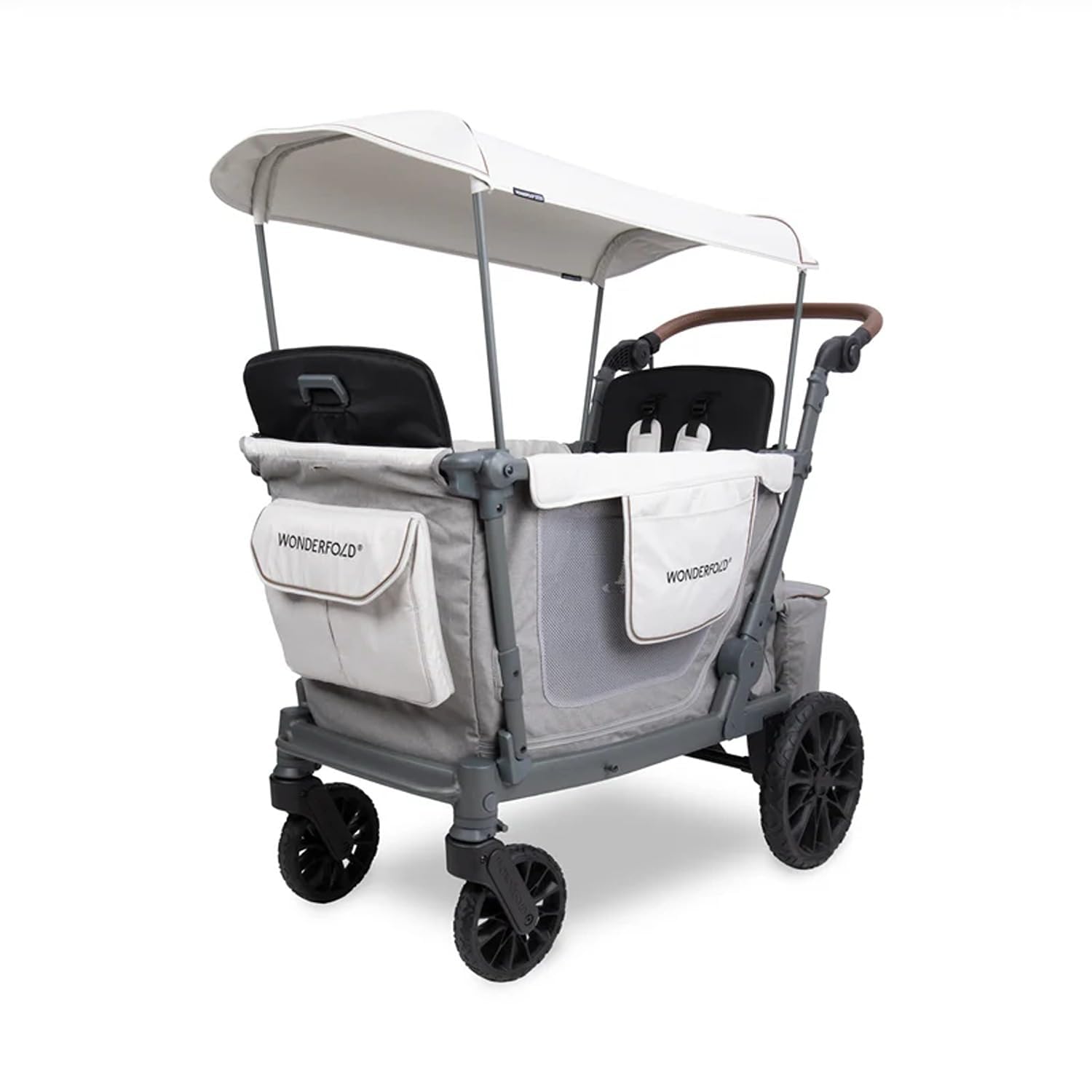 WONDERFOLD L2 Double Stroller Wagon (2 Seater) - Collapsible Wagon Stroller with Seats with 5-Point Harnesses, Side Entrance, and Adjustable UPF50+