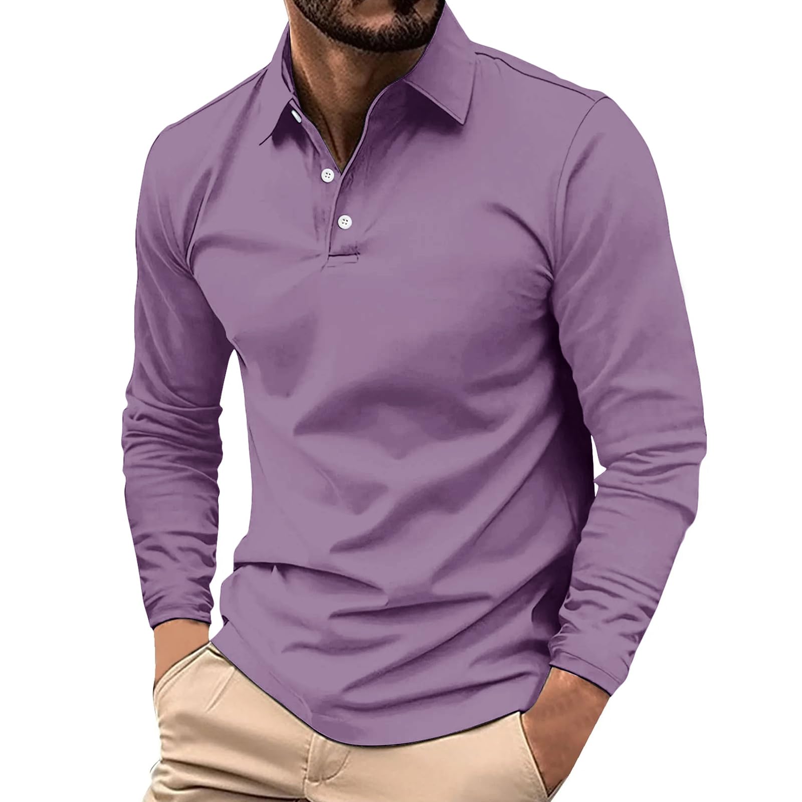 Pack de 3/5 Polos Homme Uni et Imprimé Dégradé Manches Longues Respirant Séchage Rapide pour Sport - Haute Performance