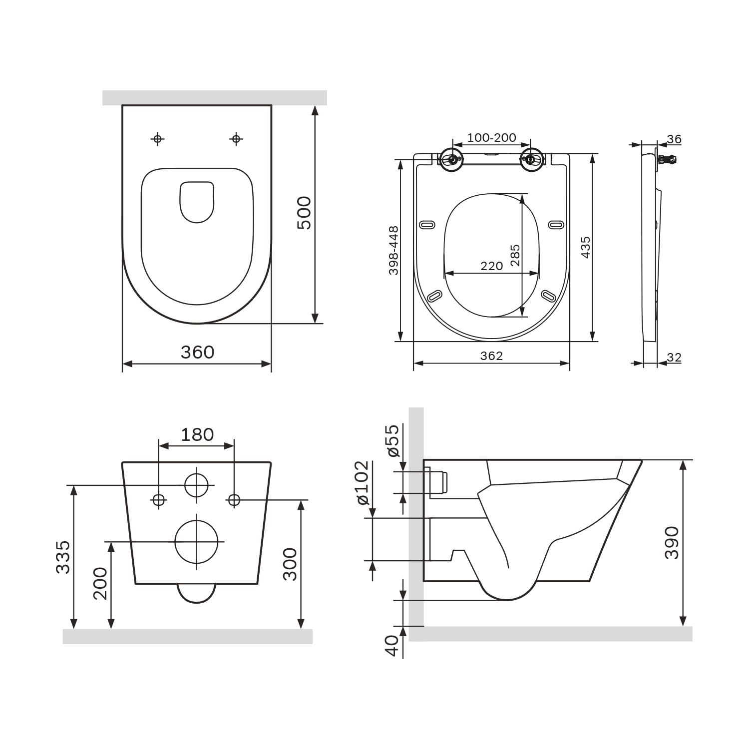 AM.PM Flash - WC Suspendu Sans Bride, Sans Rebord, Cuvette WC Suspendu Complet Kit, Abattant WC avec Amovible Softclose, Fixation Invisible, Toilette Suspendu Mural en Céramique, Blanc, 39 cm