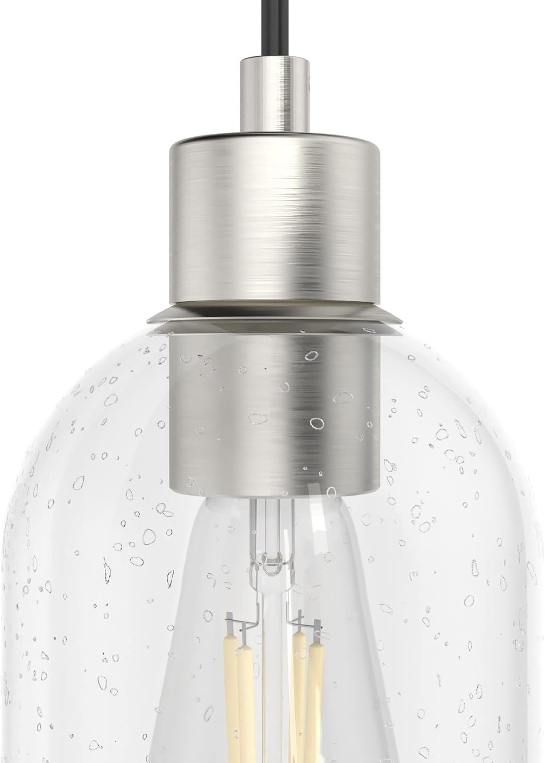 Hunter - Lochemeade 1-Light Brushed Nickel, Mini Pendant Light, Dimmable, Modern Style, Cylinder Shaped, for Bedrooms, Kitchens, Dining, Living Rooms - 19200