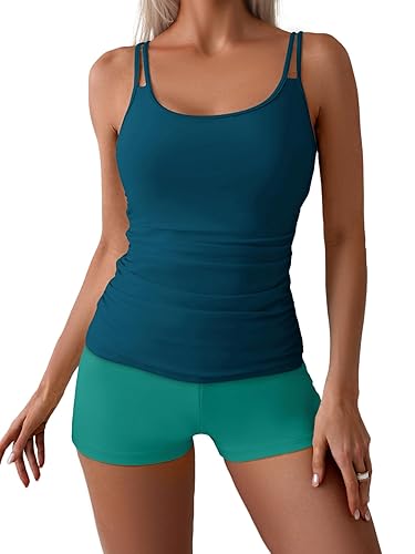 Eomenie Women's Swimsuit Tankini Set Modest Tummy Control Slimming Bathing