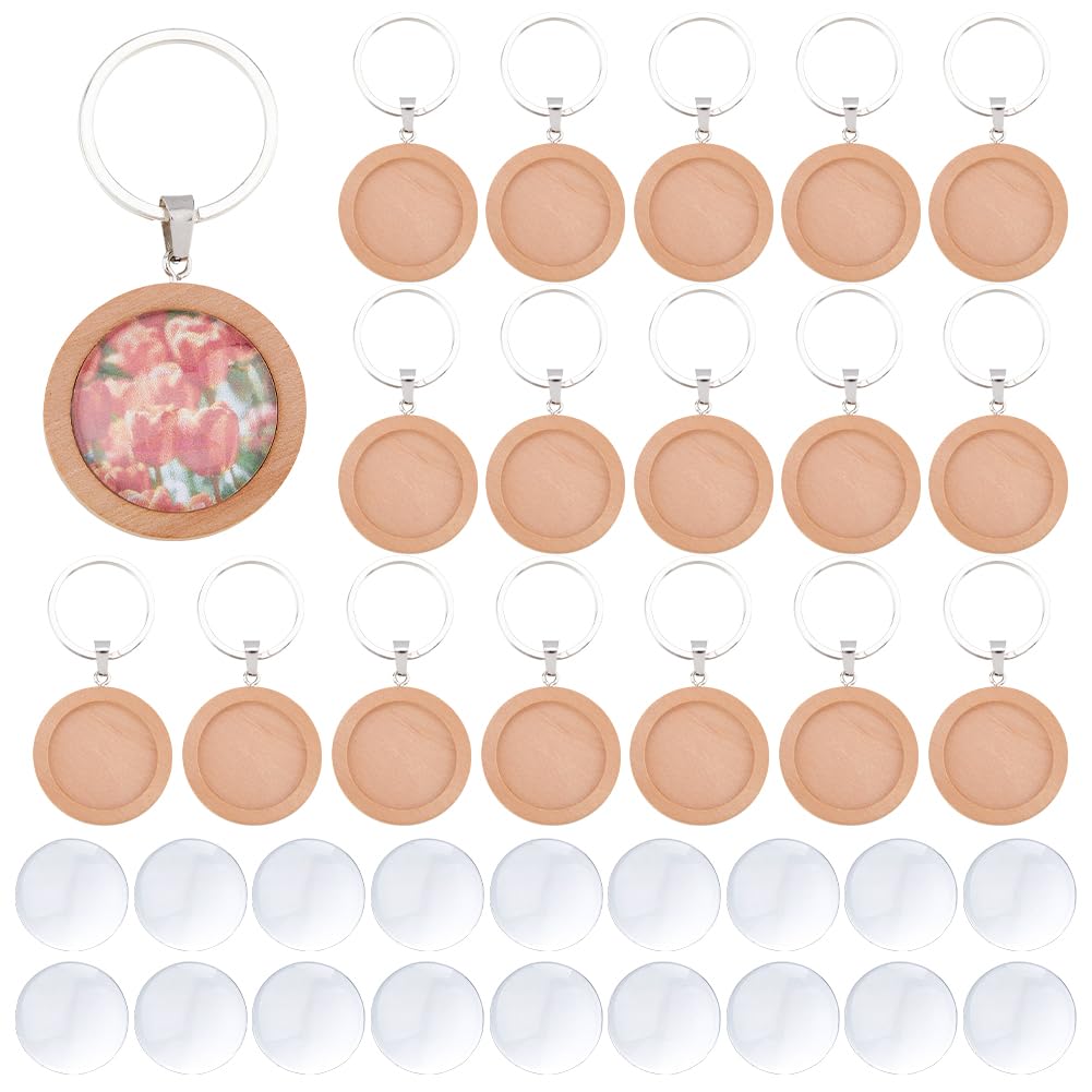 Juego de llaveros de madera de 25 mm ideal para detalles de boda y eventos