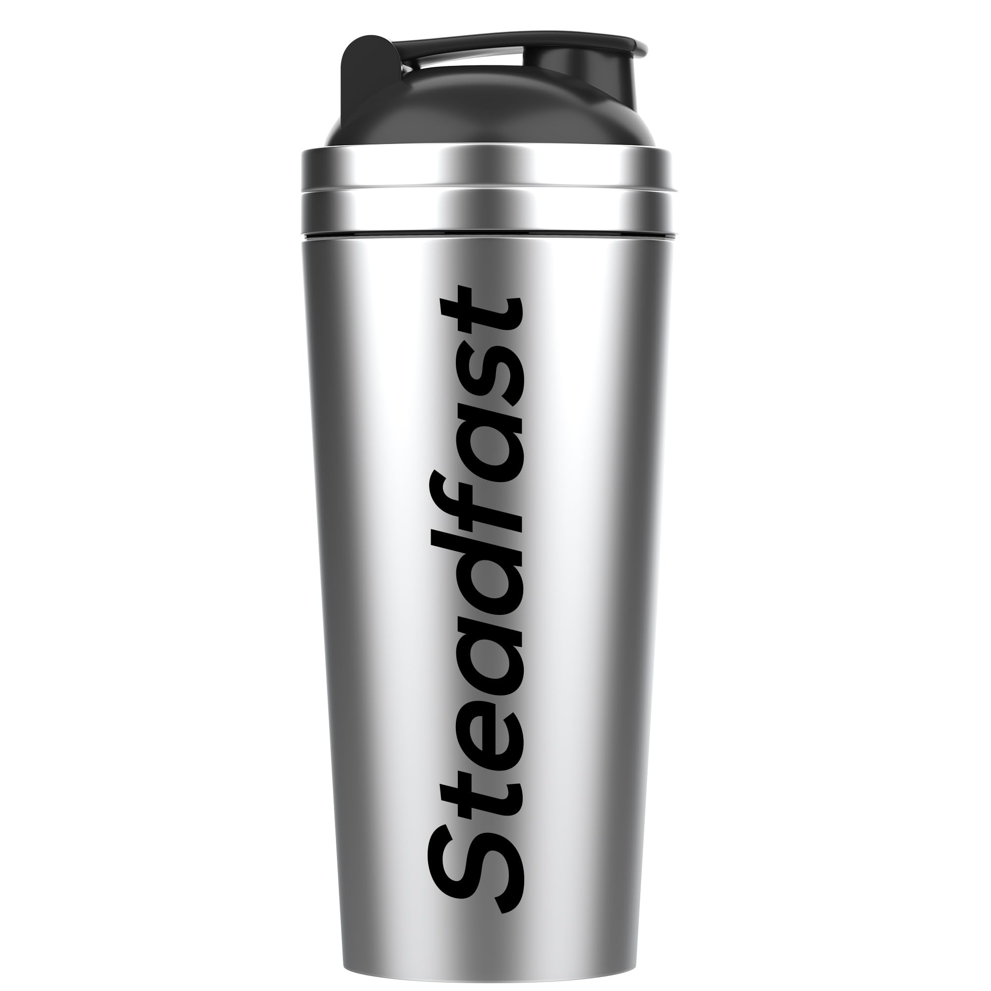 Steadfast Nutrition Silver Stainless Steel Shaker Sturdy & leak-free Comfortable To Carry Free from Harmful BPAs Comes With A Blending Spring (Silver, 750ml)