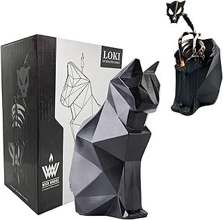Loki Cat Skeleton Candle | Reveal Polished Steel Frame | 7” H | Longest Burn Time! | Beautiful Gift Box | Home or Office Decor| Unique Gifts for Cat, Animal, Art Lovers (Black, Unscented)