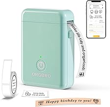 ORGBRO X1 Portable Bluetooth Thermal Labeling Machine – Mini Printer for Inkless Adhesive Labels/Cartridges with 1 Roll Included, Compatible with iOS/Android for Home, Office (Green)