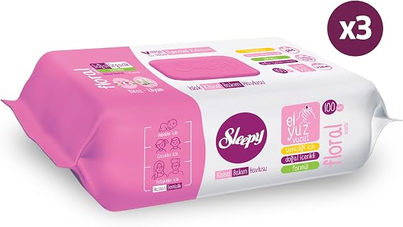 Sleepy Floral Kişisel Bakım Havlusu 3x100 (300 Yaprak)