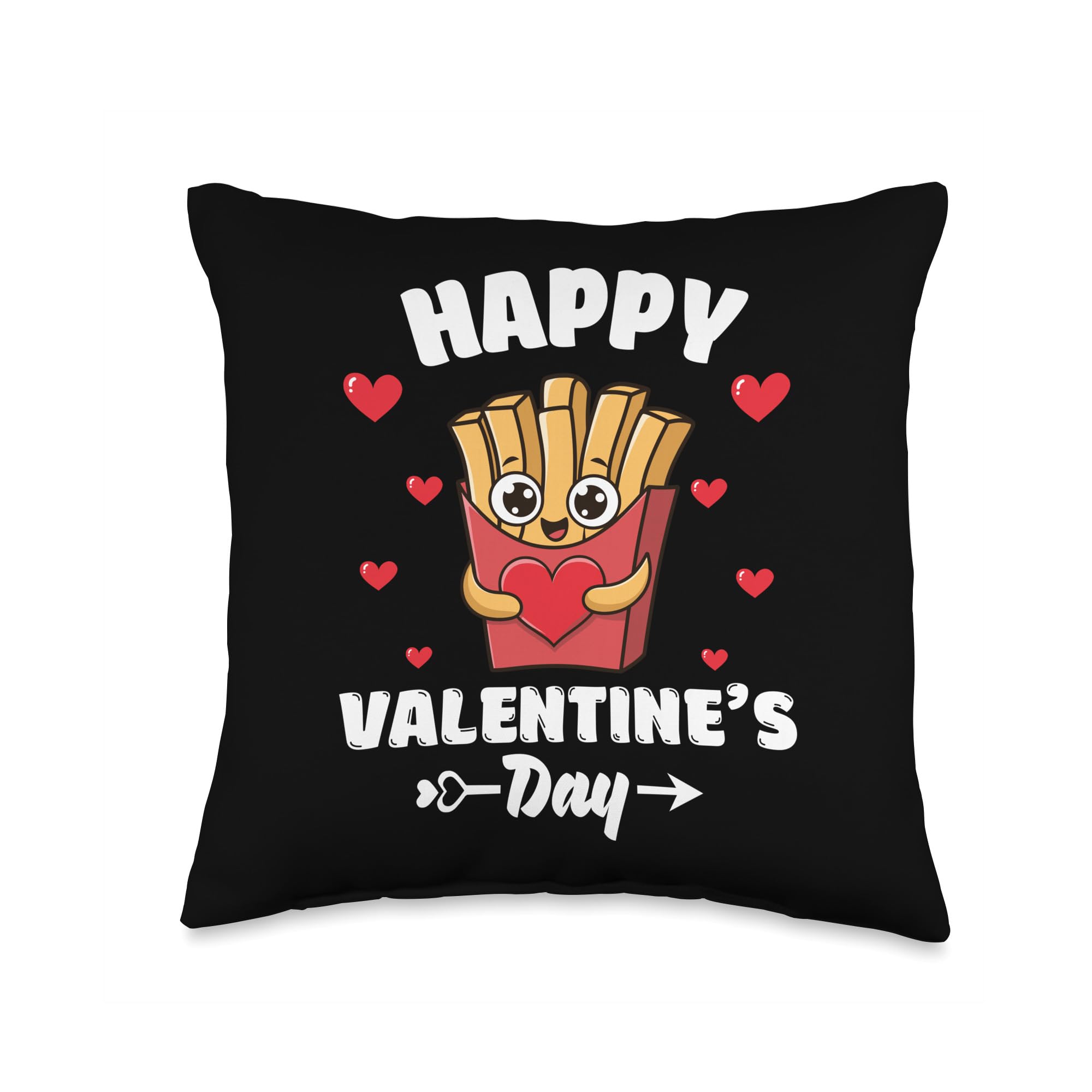 Happy Valentines Day French Fries French Fries Hearts Throw Pillow
