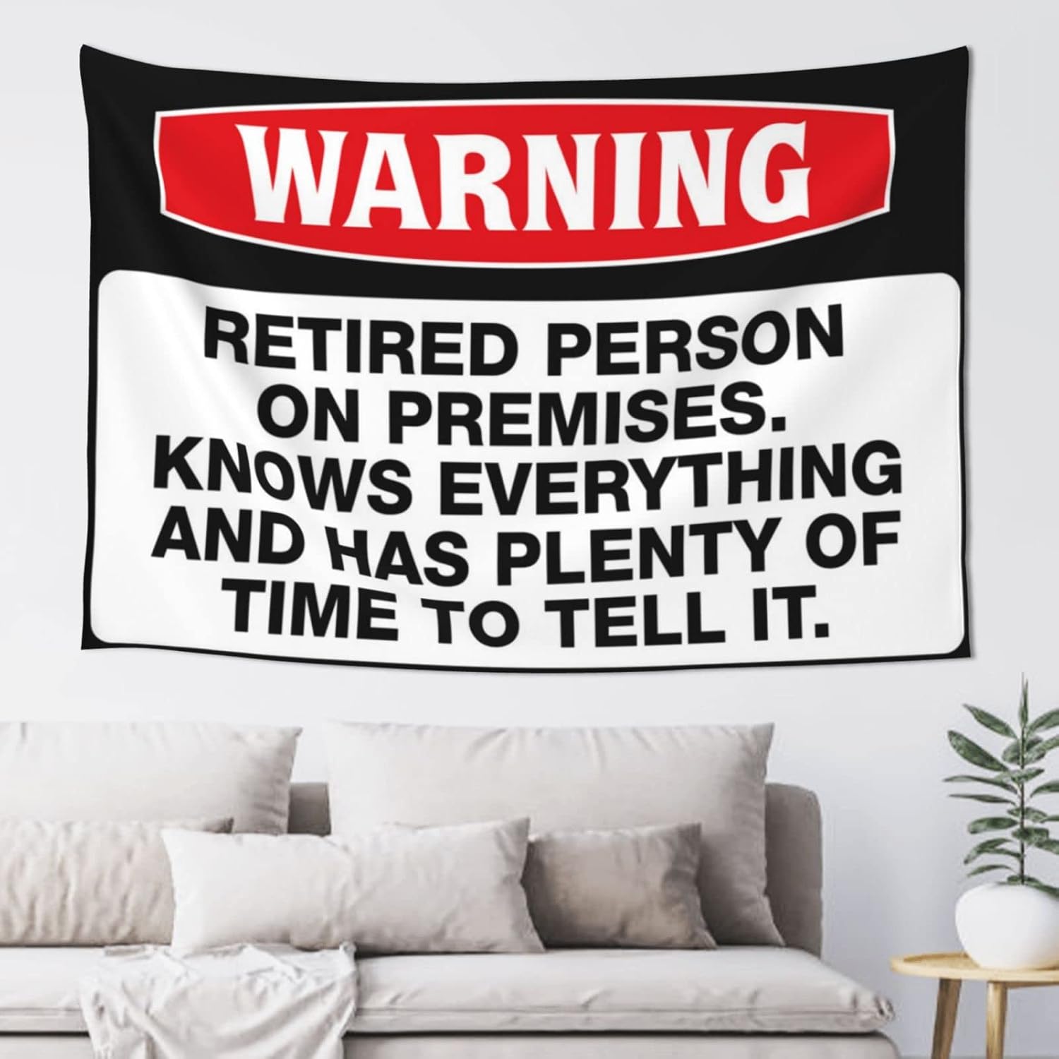 Man Cave Decor And Accessories Retired Person On Premise Tapestry Funny Home Decor Funny Bedroom Decor(100X150CM)