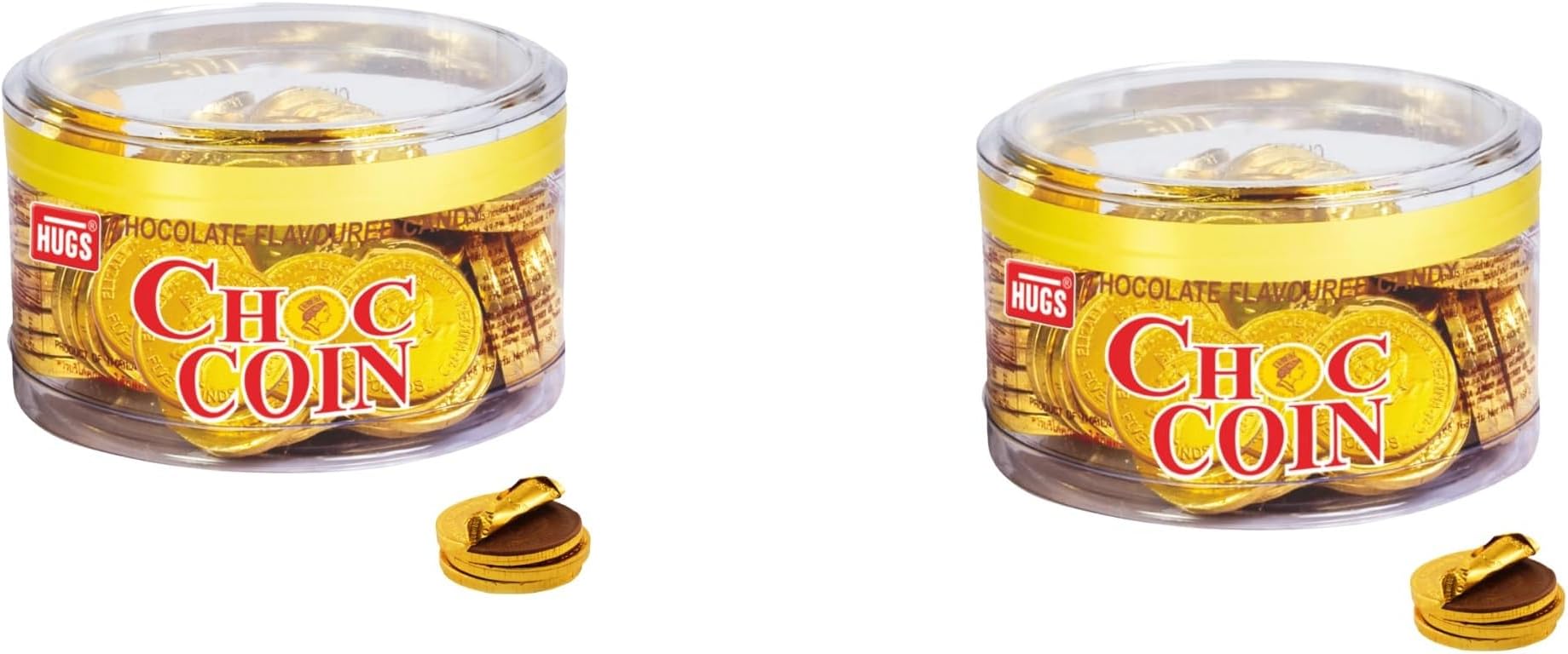 Hugs Chocolate Coins | Milk Chocolate Gold Coins | Sweet Gift Pack for Kids, Parties, Christmas, Diwali & Gifting (75 pcs in Jar) (Pack of 2)
