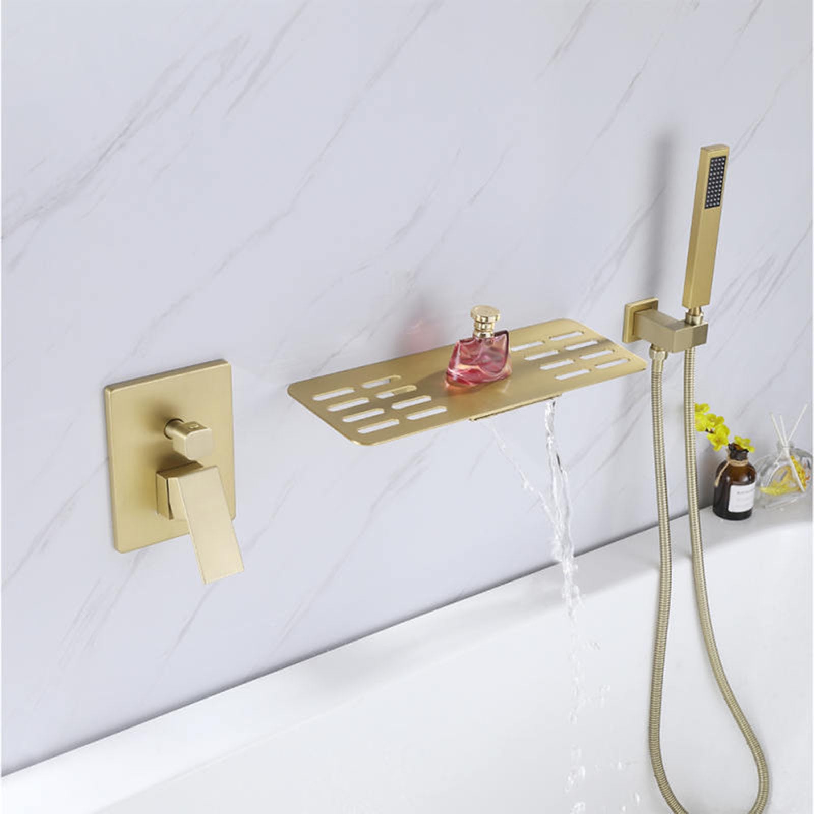 Robinet mural mélangeur eau chaude et froide double bec avec tête de douche LWX