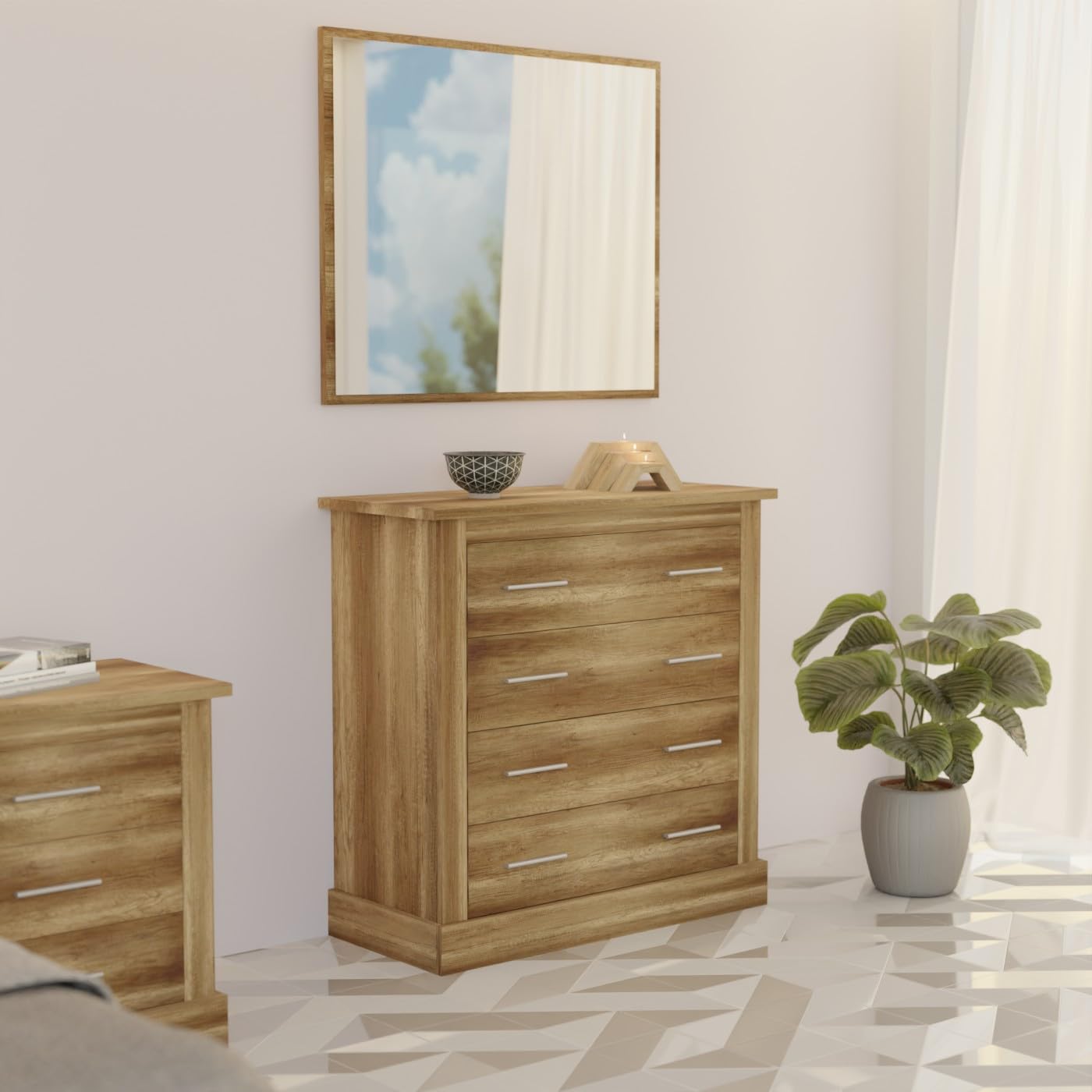 amuéblate Online - Espejo de Pared, Modelo Florida, Acabado en Color Cañón, Incluye Herrajes, Medidas: 75 cm (Alto) x 90 cm (Ancho) x 2 cm (Fondo)
