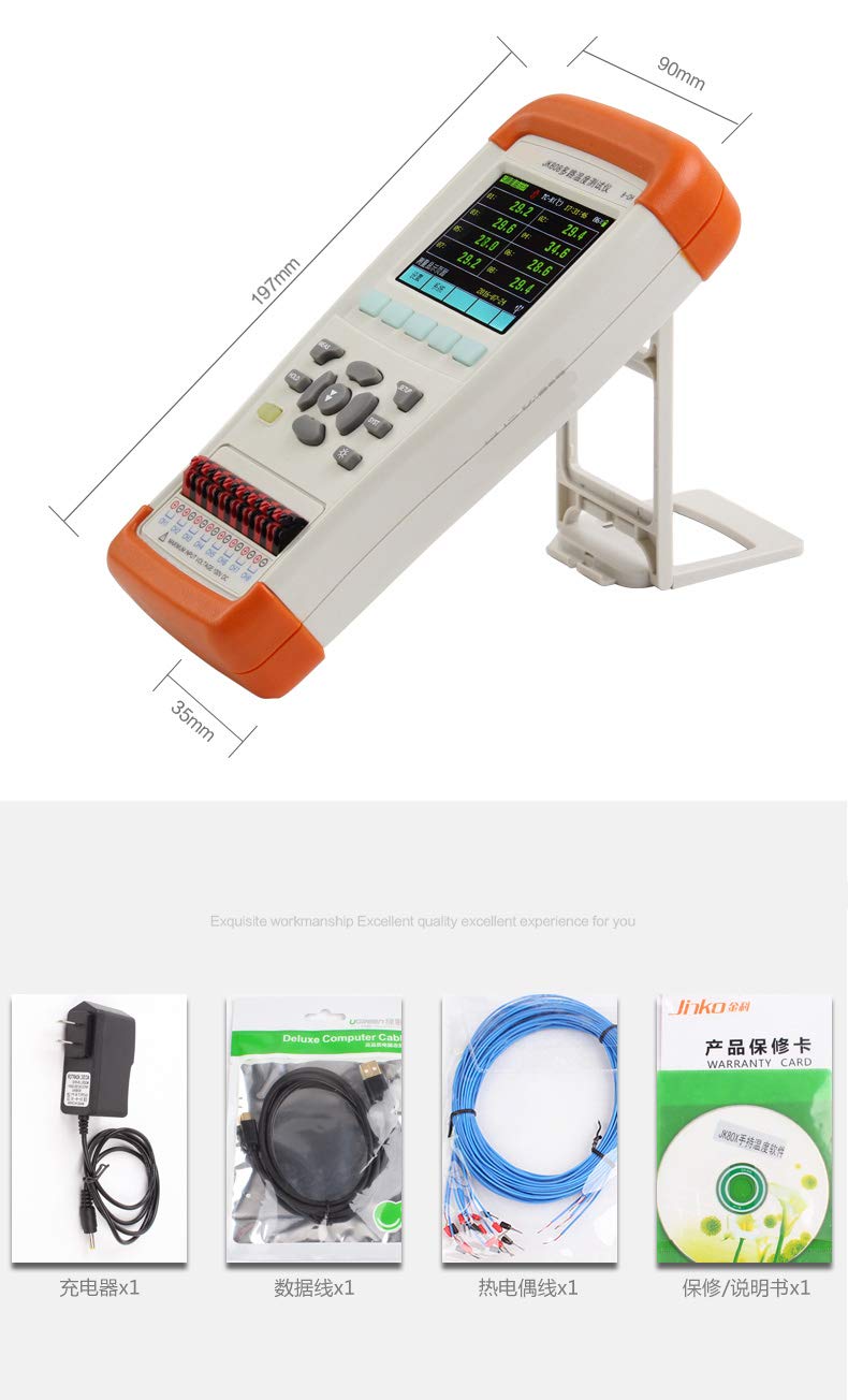 Thermocouple Temperature Meter JK808 Handheld 8 Channels Multi-Channel Temperature Meter with LCD Display