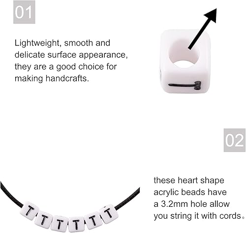 Vista 183 de FASHEWELRY 300 cuentas de letras acrílicas blancas de 0.236 x 0.236 pulgadas (0.236 x 0.236 in), cuentas del alfabeto para hacer pulseras