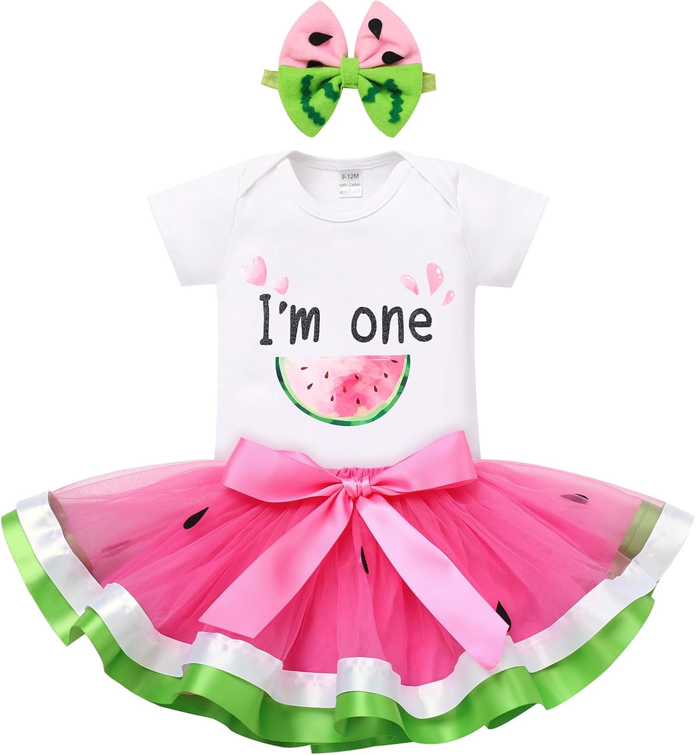 IBTOM CASTLE Farm Cow Giraffe Party Outfit for Baby Girl 1st Birthday Princess Romper+Tutu Skirt Set+Headband Photo Shoot