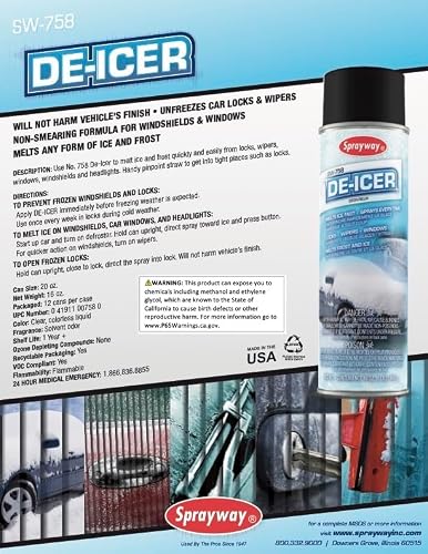 Sprayway SW758-12PK Industrial De-Icer, 16 oz, Pack of 12