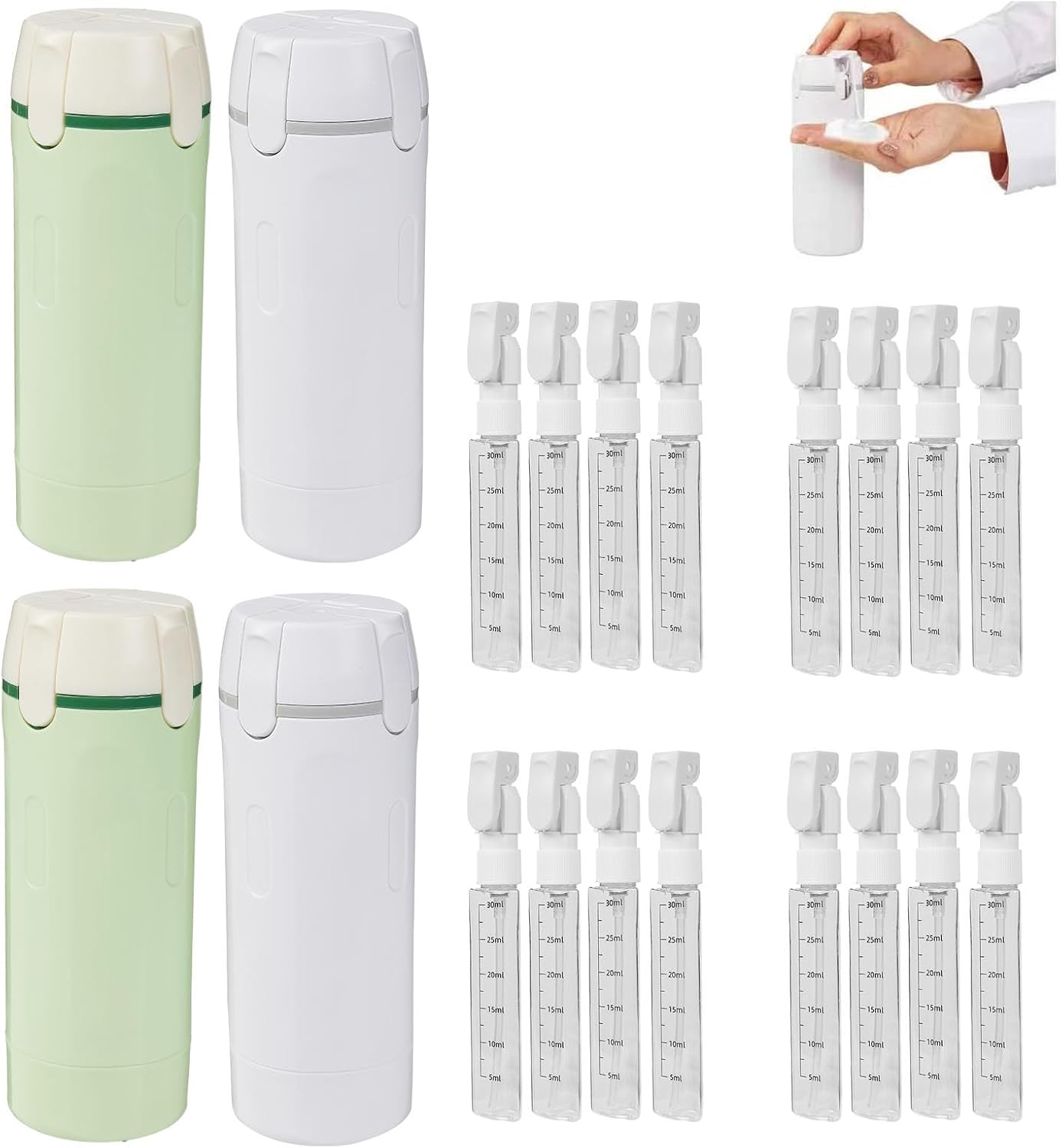 4 in 1 Travel Dispenser Bottle - Refillable Leak-Leak Proof and Portable for Shampoo, Conditioner, Shower Gel & Toiletries - Perfect for Vacation, Camping & Gym. (4pcs)