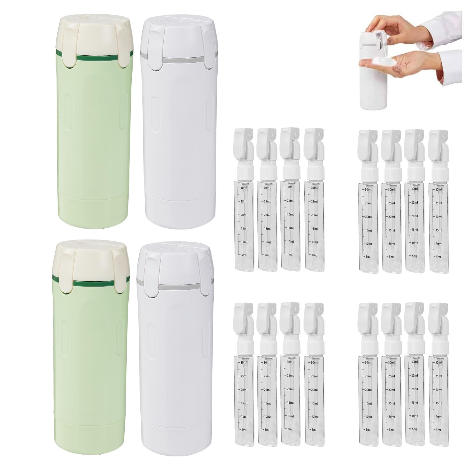 4 in 1 Travel Dispenser Bottle - Refillable Leak-Leak Proof and Portable for Shampoo, Conditioner, Shower Gel & Toiletries - Perfect for Vacation, Camping & Gym. (4pcs)