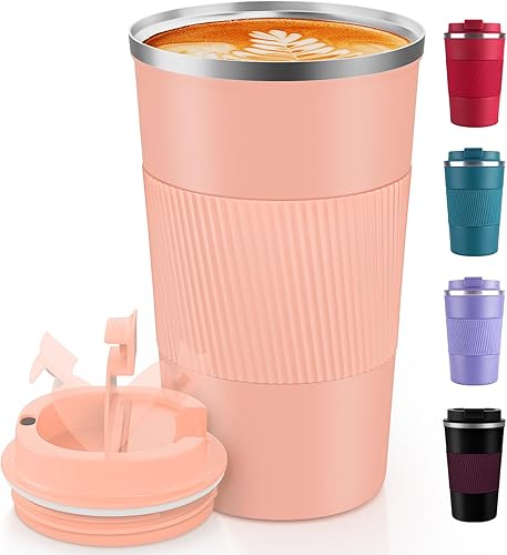Miniatura 64 de Taza de café de 12 onzas – Taza de viaje aislada a prueba de derrames con tapa a prueba de fugas, taza de café de viaje de acero inoxidable al