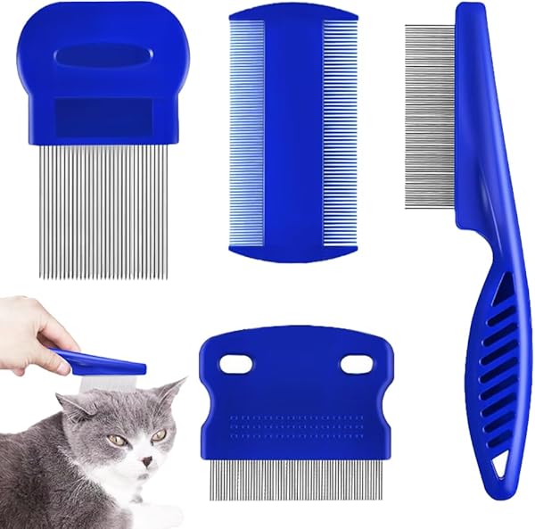 ZELHYEUU Pettine Antipulci per Gatti e Cani in Acciaio Inossidabile