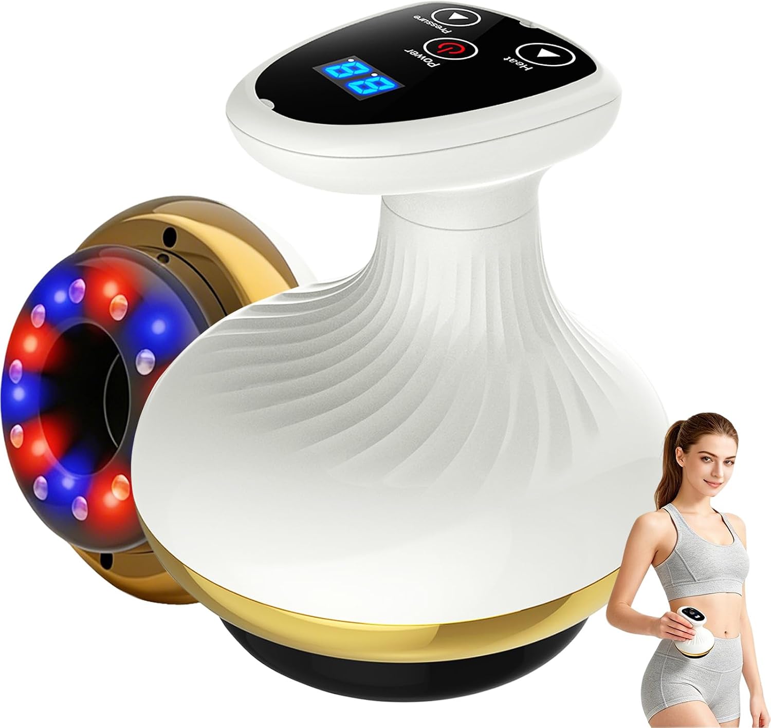 4-in-1 Electric Gua Sha Massager, Rechargeable Lymphatic Drainage Massager with 9-Level Suction & Heat Therapy, Vacuum Cupping Cellulite Massager for Body Contouring, Ideal for Home Use