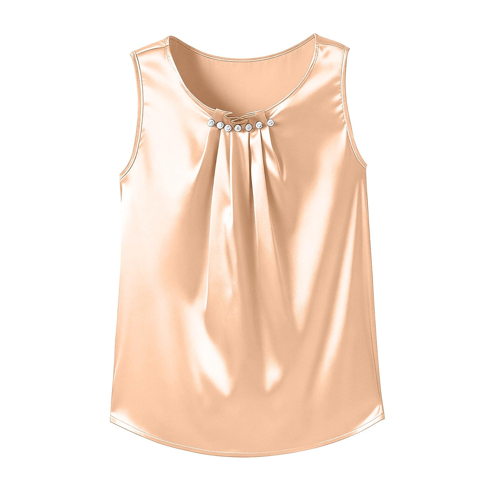 Tops sin mangas de satén para mujer, blusas de verano con cuello alto, camisas de trabajo plisadas – Traje Top Encaje Negro