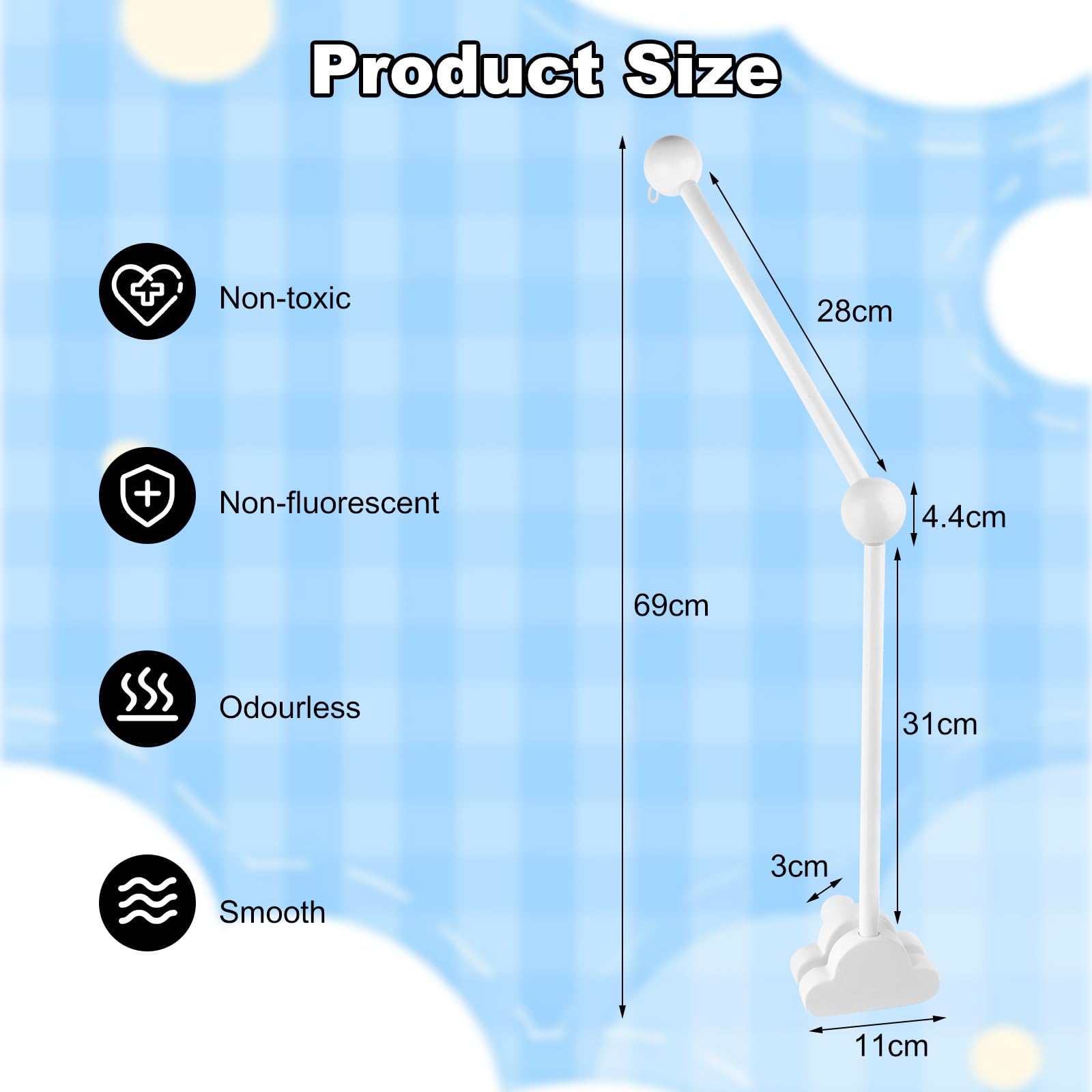 Supporto mobile per lettino, girevole a 360°, supporto mobile per fasciatoio in legno, supporto mobile per appendere campanelli a vento, giocattolo nella cameretta dei bambini, gancio mobile per