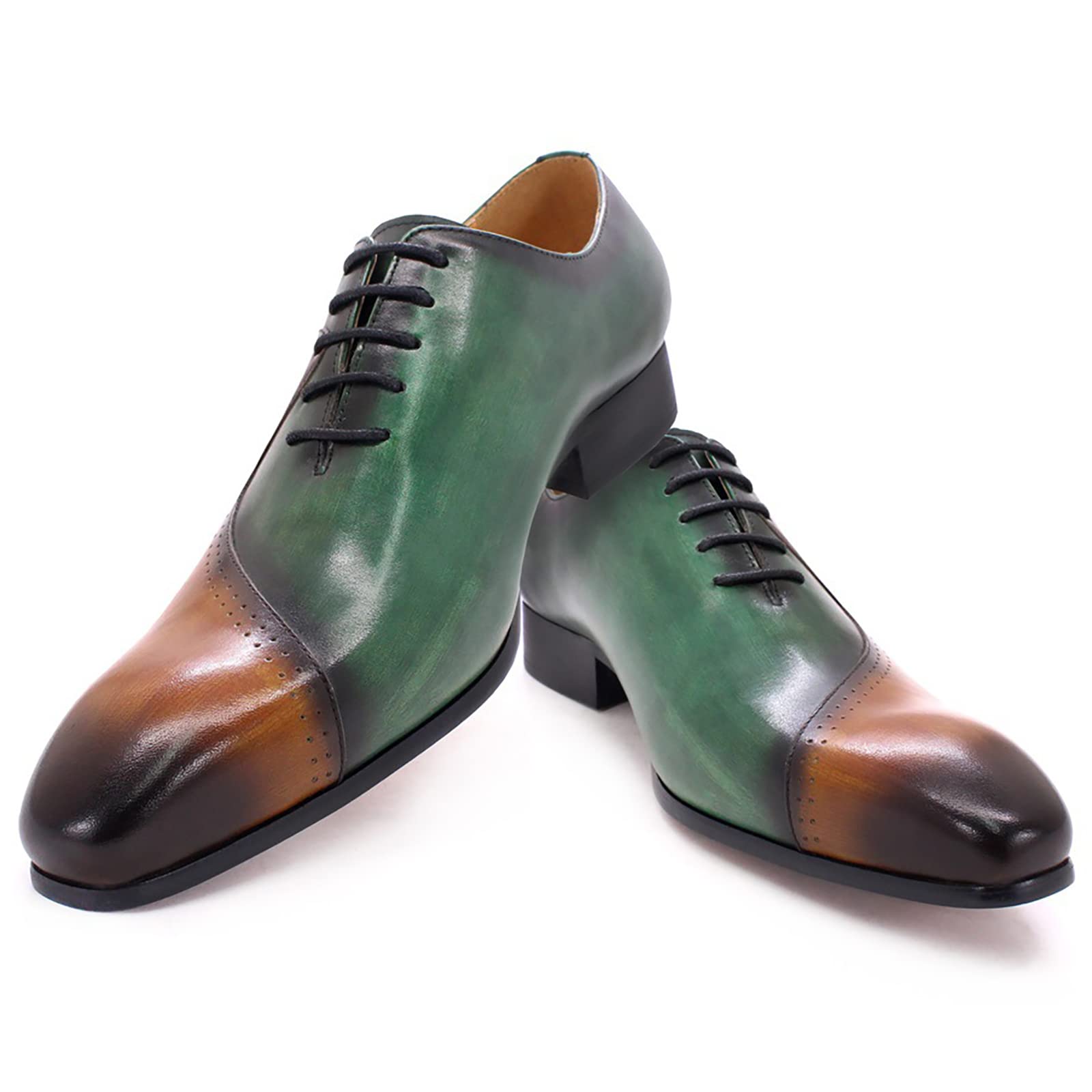Amazon.com: QAXZESA Mens Brown and Green Leather Uniform Shoes Dress Formal  Lace Up Derby Shoe Classic Work Oxfords Office Wedding,Brown-45 : Clothing,  Shoes & Jewelry