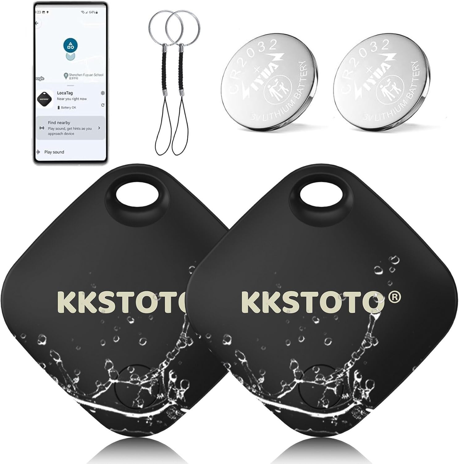 Ajblg 4 Smart Tags Pour Android – Traqueurs Bluetooth Compatibles Google Localiser, étanches IP68, Pour Clés, Portefeuille, Valises (Blanc)