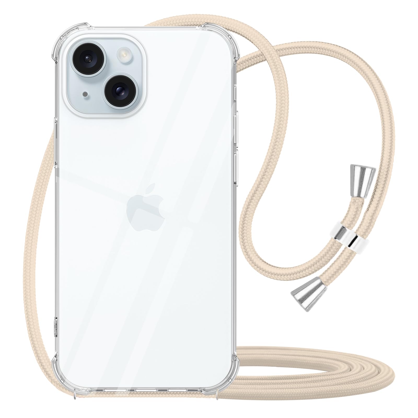 YESPURE Case for iPhone 15 Cute Crossbody for Women Girls Crystal Clear Soft TPU Shockproof Anti-Yellowing Anti-Scratch Protective Cover with