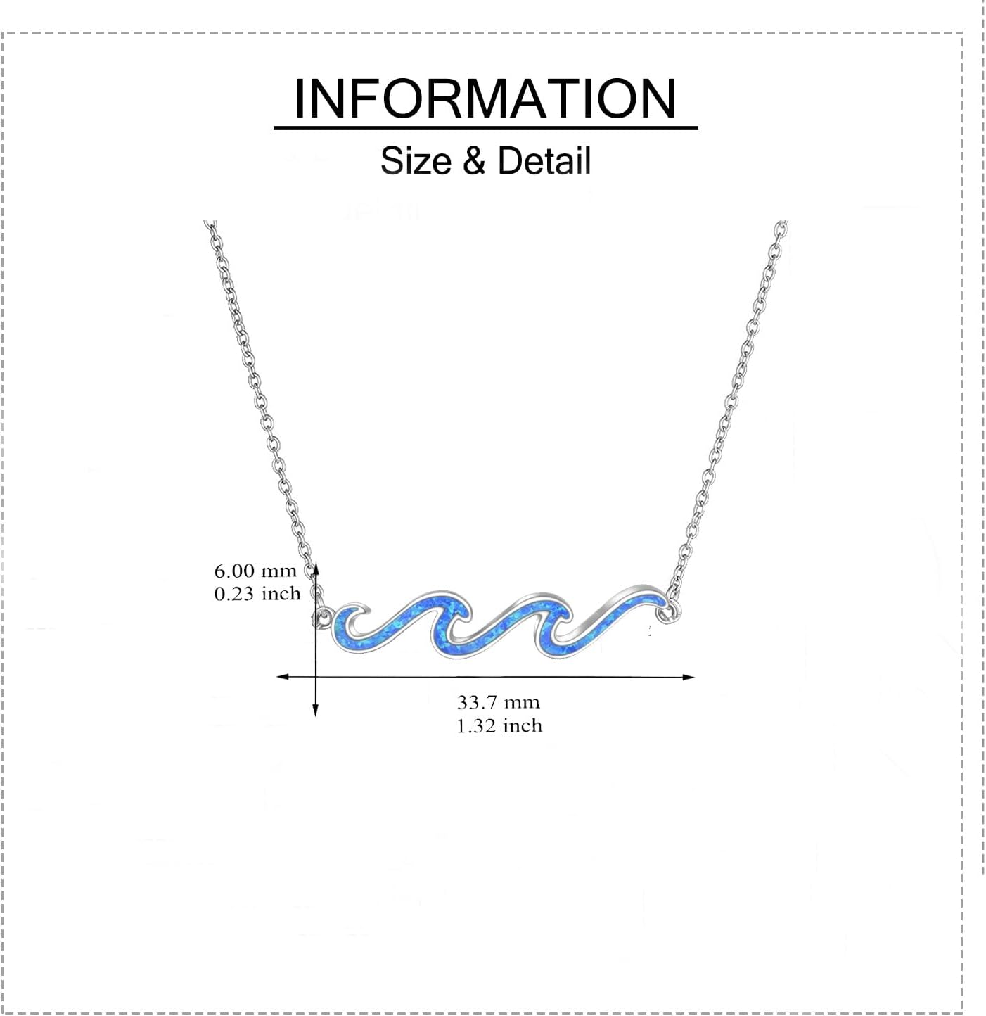 YFN Wave Necklace 925 Sterling Silver Blue Opal Ocean Wave Pendant Necklace Ocean Jewelry Beach Gifts for Women Gifts