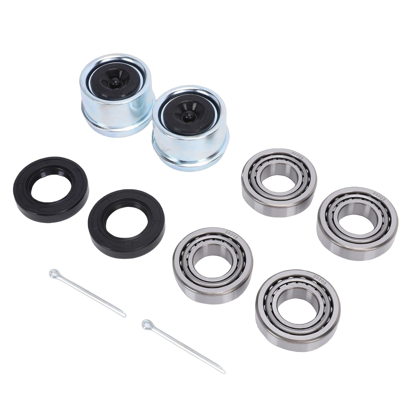 Bnineteenteam Kit de Roulements de Moyeu de Roue de Remorque, Roulements 30205 avec Joints TC, Couvercles Anti-poussière et Broches Fendues pour Essieux de Remorque Légers 25 Mm