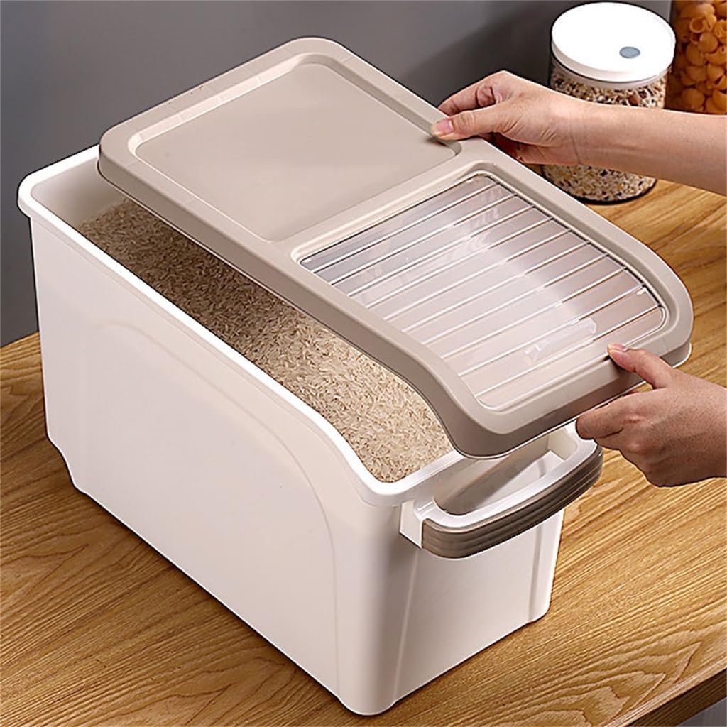 Push-pull Rice Bucket Large Capacity Sliding Lid Jar Multifunctional Plastic Grocery Bin