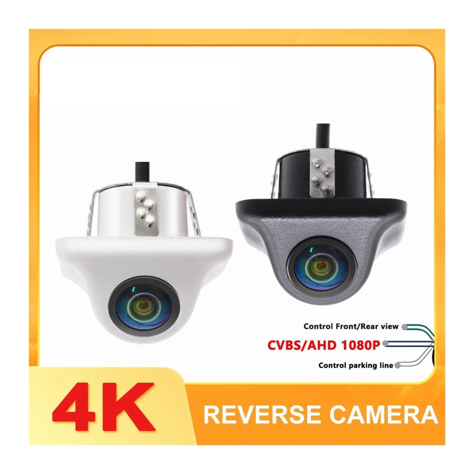Tylna kamera samochodowa, pasująca do radia samochodowego MP5 180 stopni 4K 1920x1080P obiektyw typu rybie oko format AHD NTSC HD Night Vision kamera cofania pojazdu(Black)