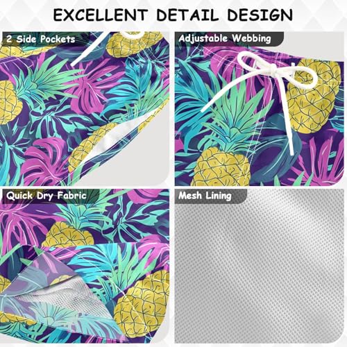 Boys Swim Trunks Yellow Pineapple Purple Leave Tropical Toddler Swim Shorts Beach Board Shorts Swimsuit3