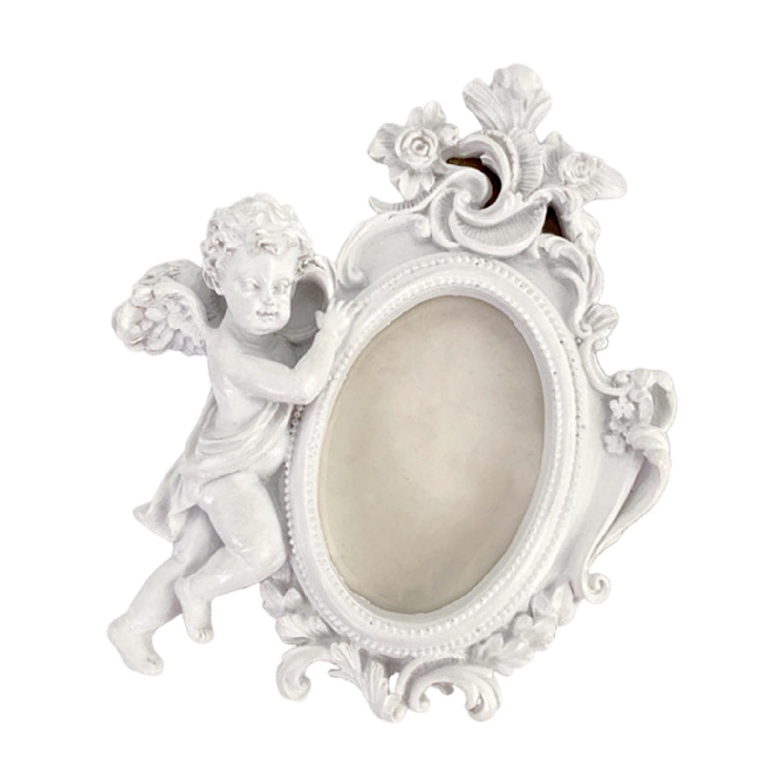 hogtnd Victorian Theme Antique Resin Photo Frame with Cherub Figurine Home Decors for Living Room Bedroom Tabletop Wall Mount Wall Hanging Frame